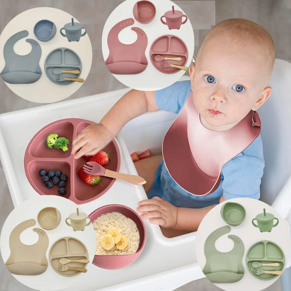 COFFRET-REPAS : Ensemble de table en silicone pour bébé