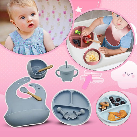 COFFRET-REPAS : Ensemble de table en silicone pour bébé